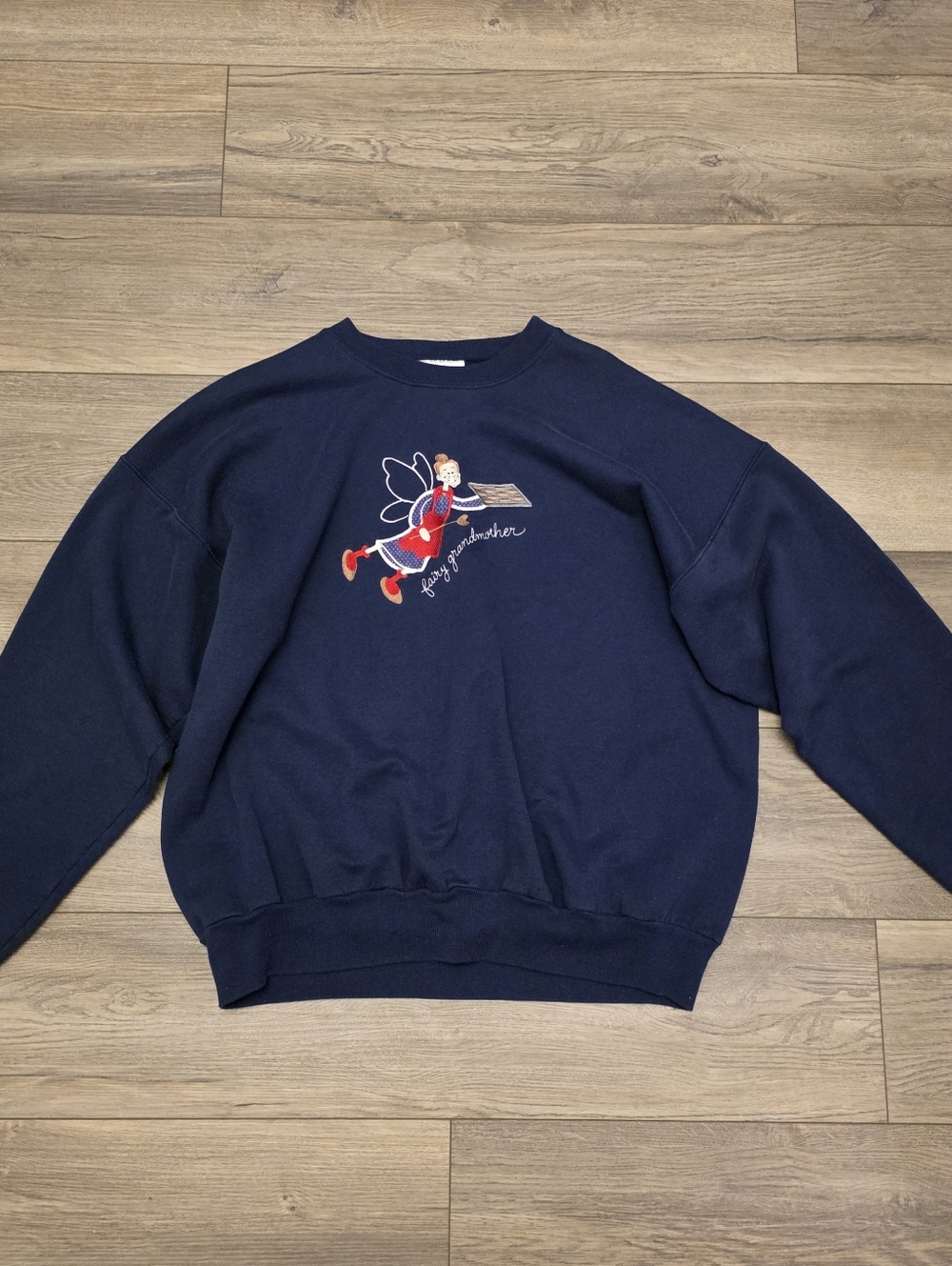 Cheek-O Vintage Sweatshirt with Embroidered Fairy Grandmother Design Sweatshirt